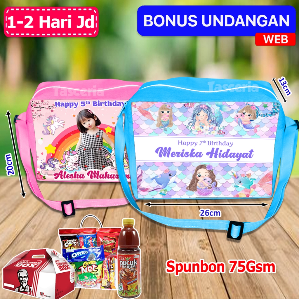 Tas Selempang Ultah Anak mermaid / Tas Selempang Anak Custom / Tas Ulang tahun Anak Selempang / Tas 