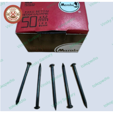 Paku Beton CALVANIS HITAM 50 / Paku Beton MARABU Hitam 5 cm isi 100pcs