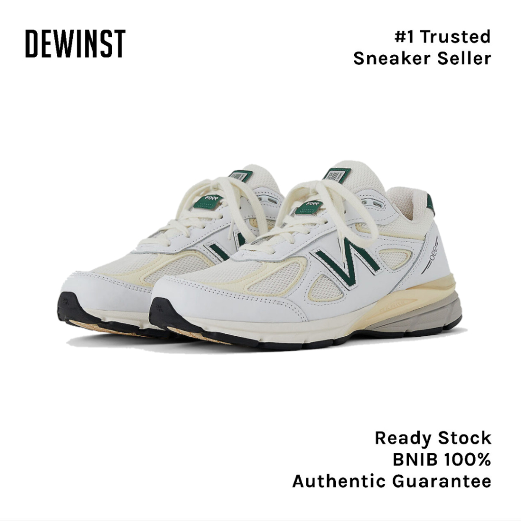 New Balance 990V4 MiUSA White Green BNIB RESMI ORIGINAL