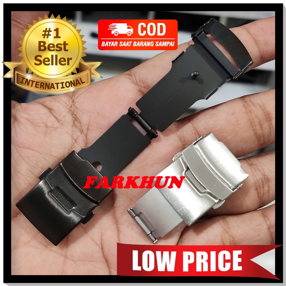 TerpopulerG1s6R DOUBLE LOCK BUCKLE 2 PENGUNCI JAM TANGAN 16 18 20 22 24 MM PUSH BUTTON CLASP WATCH S