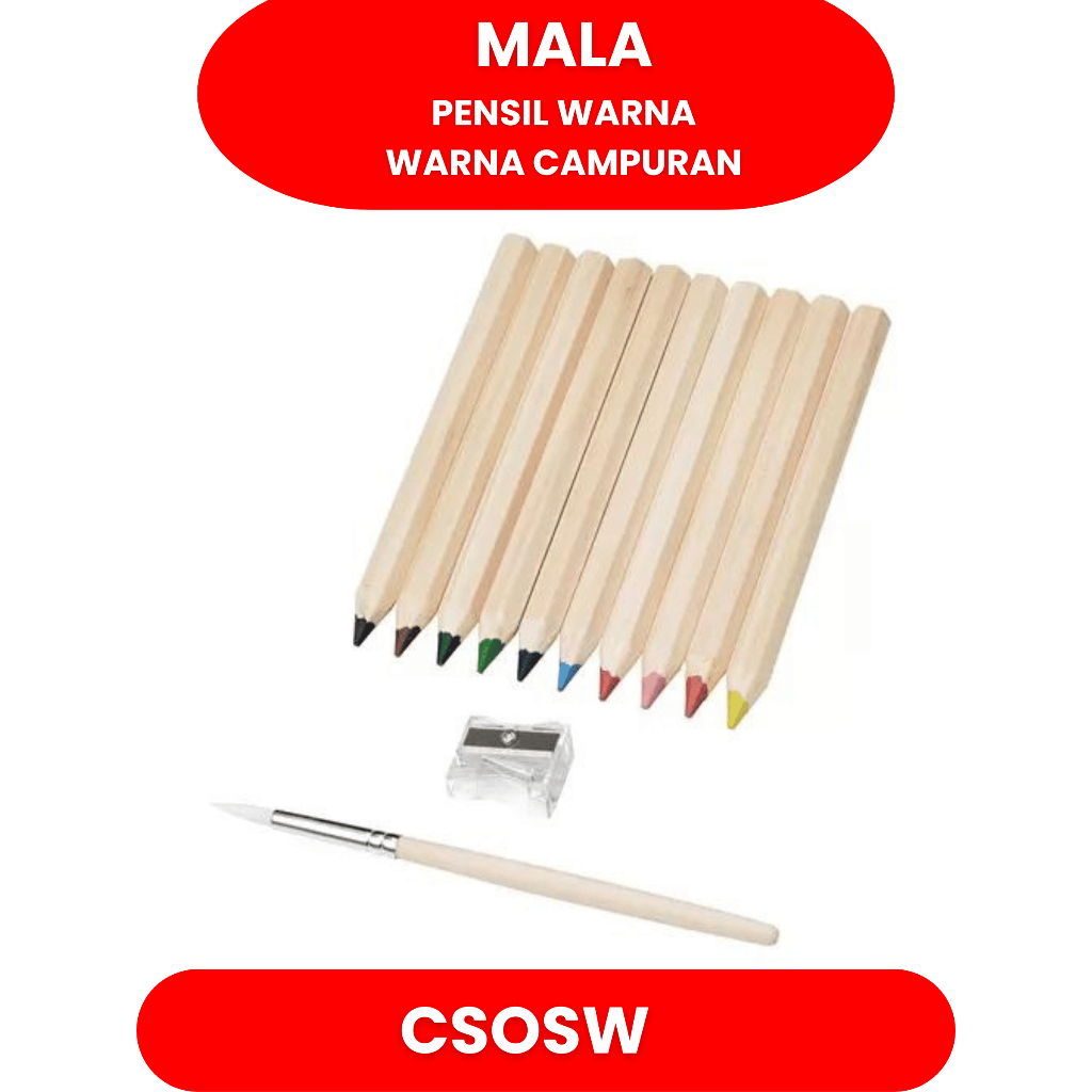 

Pensil warna 10 pcs warna campuran Rautan kuas