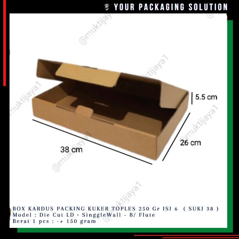 

BOX KUKER SUKI 38 • 38×26×5.5cm LD (KUKER TOPLES 250gr ISI 6) • KOTAK || KARDUS || BOX KUE KERING LEBARAN || IDUL FITRI || Packing || Box Parcel || Box Pizza