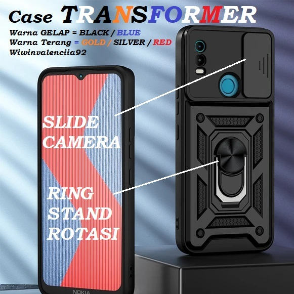NEW Hardcase NOKIA C21+ RPG iRiNG-STANDING-SLIDE-Camera NOKIA C31 C21+ Hard Case Stand/Tahan Banting