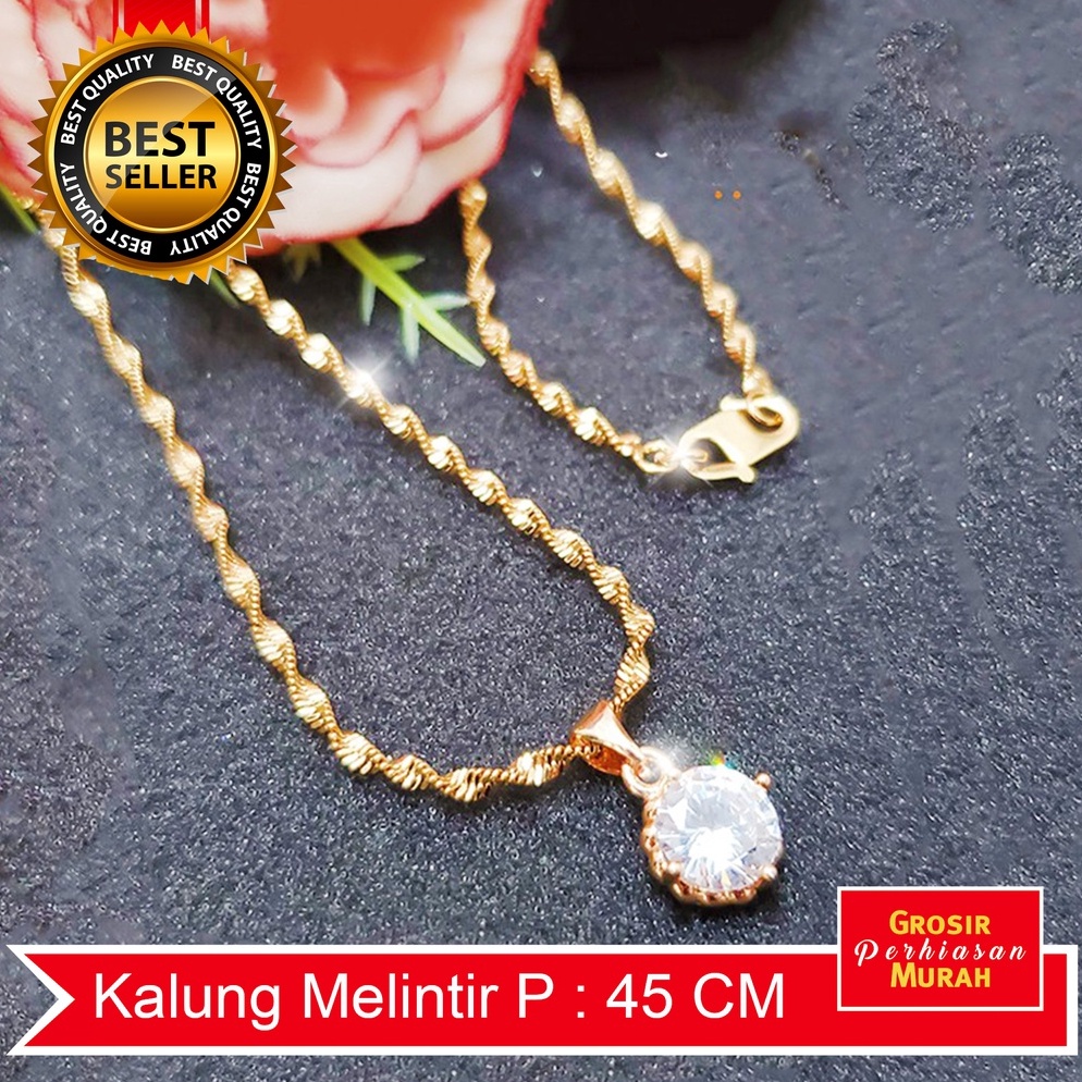Codek9K4w Kalung Melintir Yang Model Titanium + Liontin Mata Satu 24K Lapis Emas Persis Emas Asli - 
