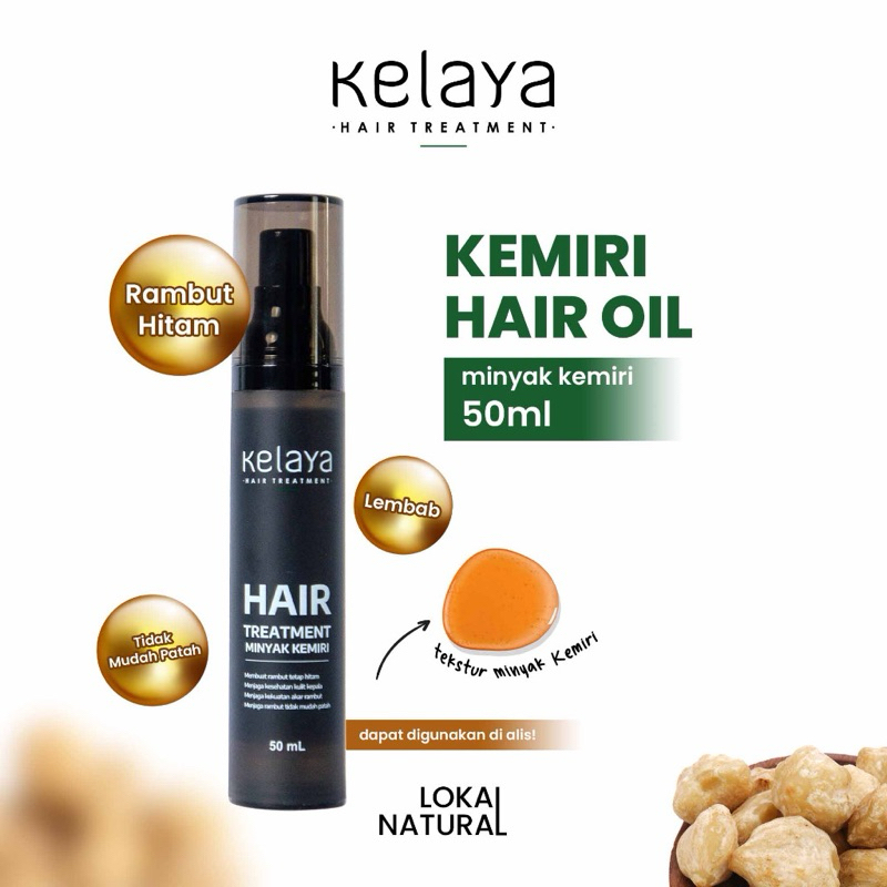 KELAYA Hair Treatment Minyak Kemiri 50ML - Hair Care Penumbuh Rambut Dan Alis