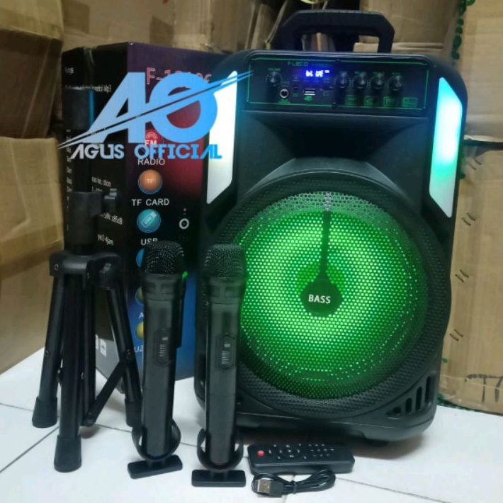 ✅COD SALON AKTIF 12INCH BLUETOOTH PORTABEL X BASS FLECO F12106 MIC 2 BLUETOOTH WIRELESS