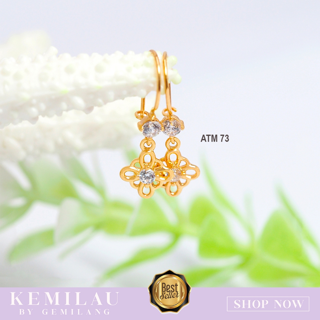 ANTING EMAS MUDA TERMURAH KADAR 6K 8K ANTING BUNGA DEWASA KODE ATKMN 73 KEMILAU FASHION