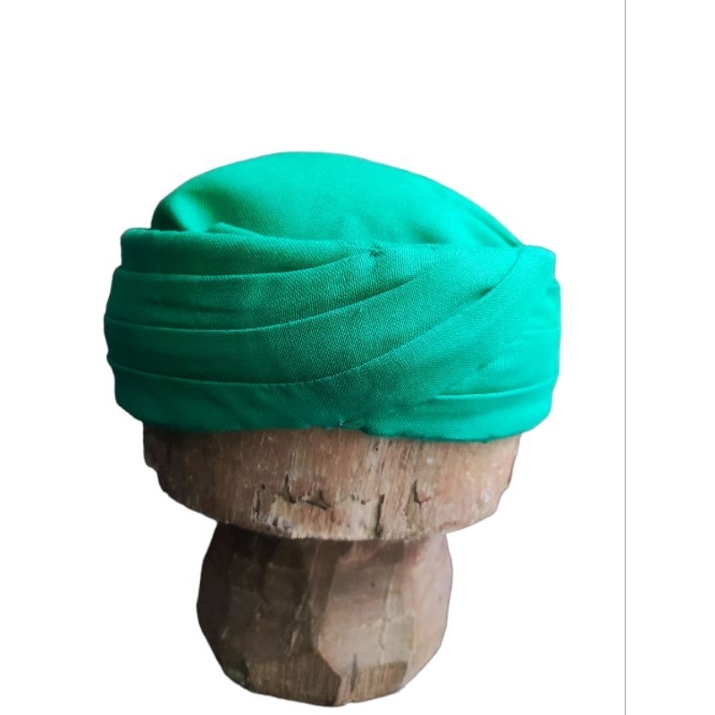 peci buhun FULL KAIN praktis warna hijau - iket wali - sorban - imamah praktis- iket sorban - peci p