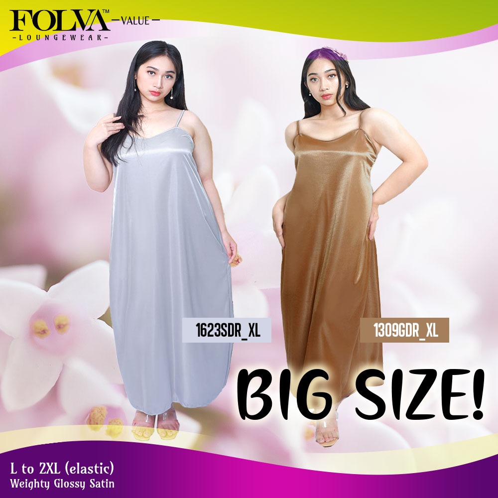 FOLVA tanktop dress panjang baju rumah satin 2XL jumbo