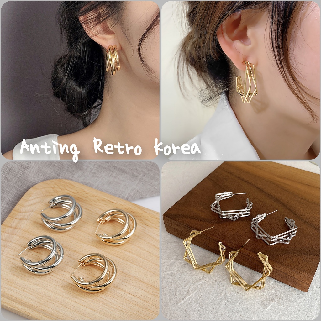 Anting Wanita Retro Korea Anting Stud S925