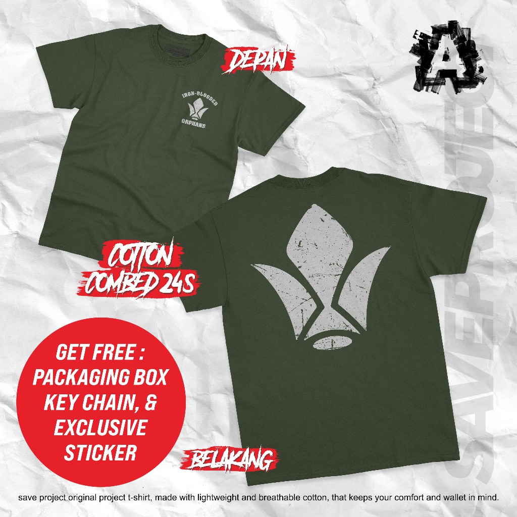 T-SHIRT ARIEL NOAH MOBILE SUIT GUNDAM: IRON-BLOODED ORPHANS TEKKADAN/KAOS TEKKADAN LOGO/MOBILE SUIT 
