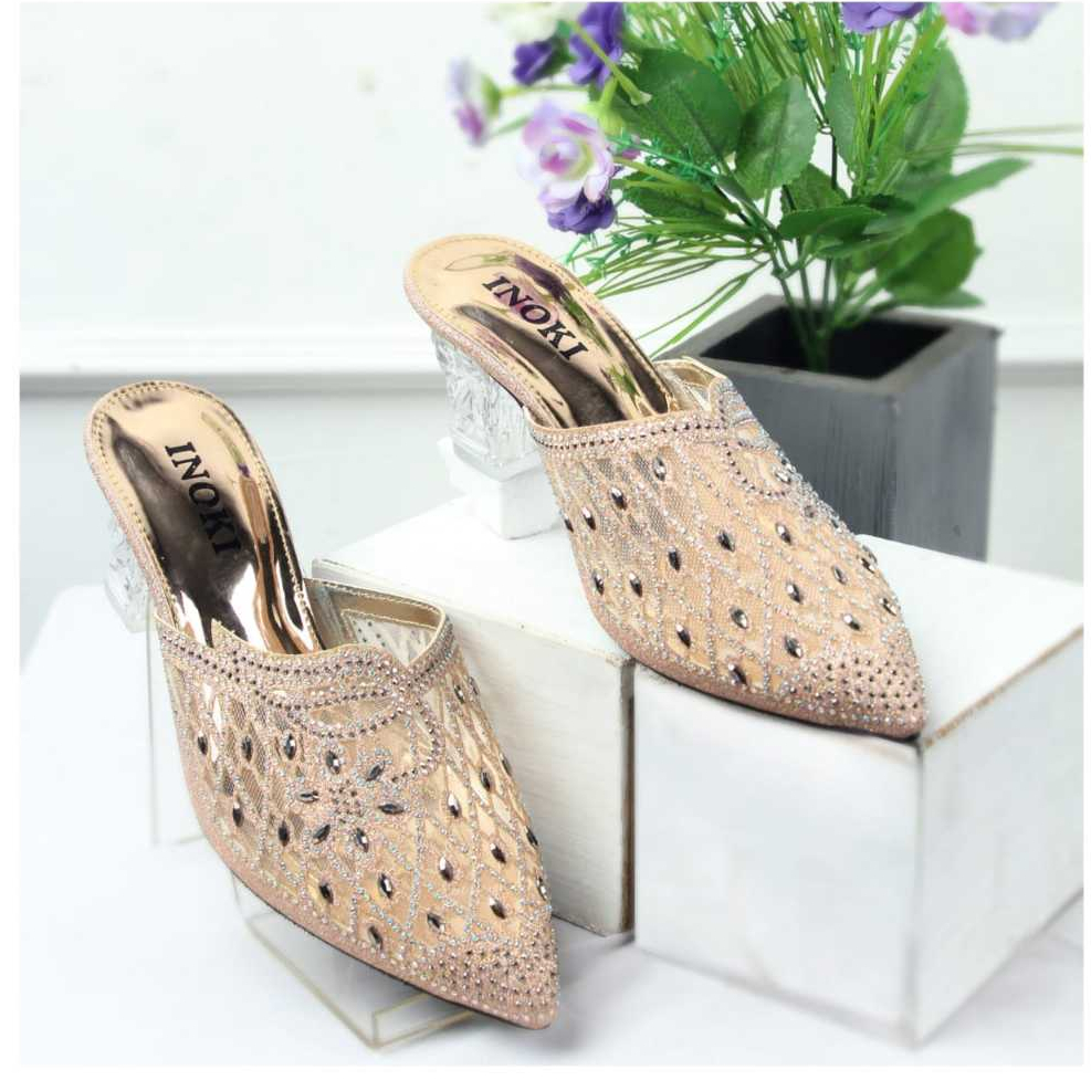 SENDAL PESTA WANITA HEELS HAK KACA 5 CM