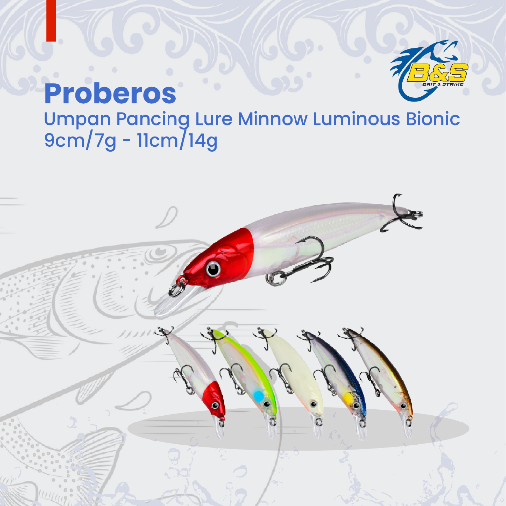 PROBEROS Umpan Pancing Lure Minnow 9cm/7g - 11cm/14g Luminous Bionic MN057