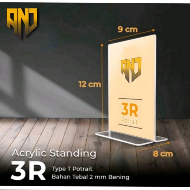 

Akrilik Display / Card Display / Nomor Meja / tempat Brosur T Potrait 3R