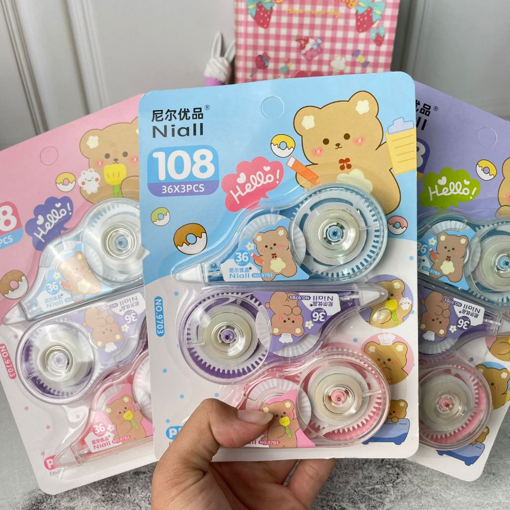 

TIPE X NIAL 3 IN 1 BERUANG CT-1048 correction tape beruang tipe x pita tip ex roll perengkapan atk sekolah COD