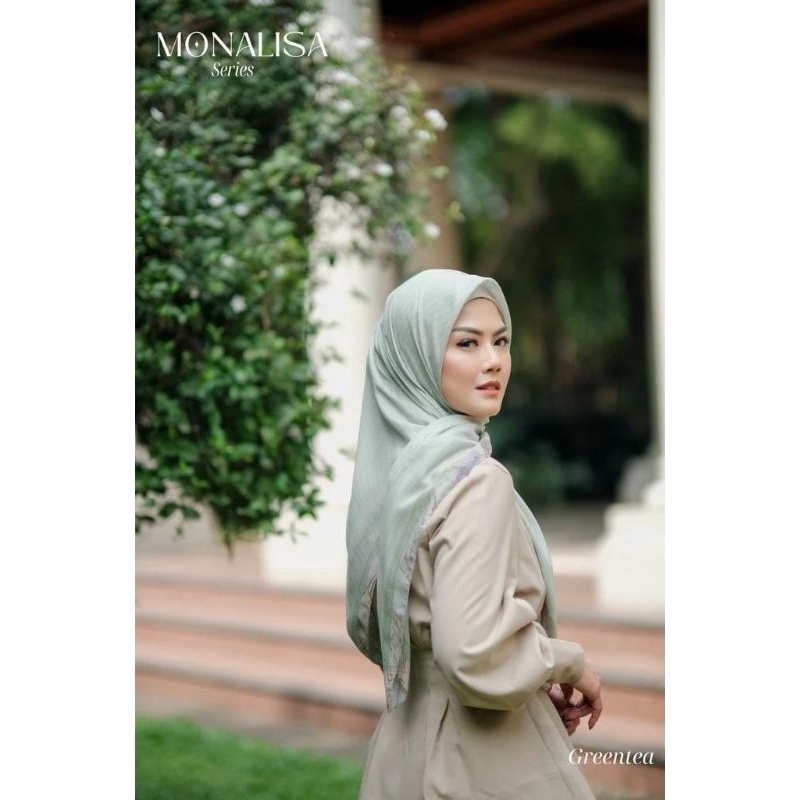 MYLADY HIJAB MONALISA GREENTEA ORIGINAL HIJAB SEGIEMPAT MOTIF