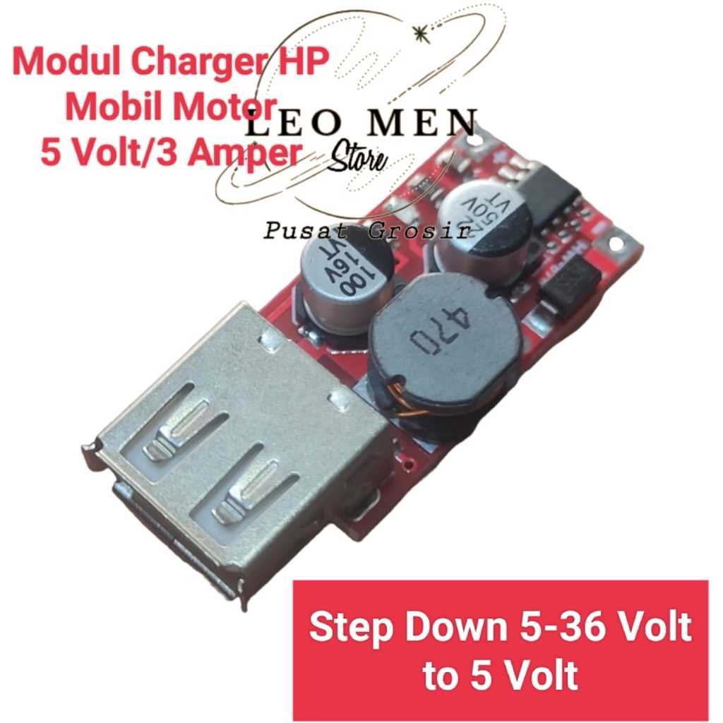 Modul Charger HP~Modul Charger HP Motor/Mobil~3A 5V~StepDown 5-36 Volt