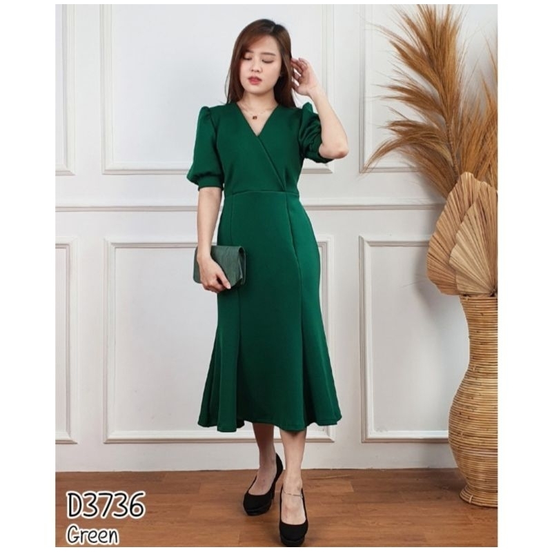 Vneck Dress Duyung Scuba Premium