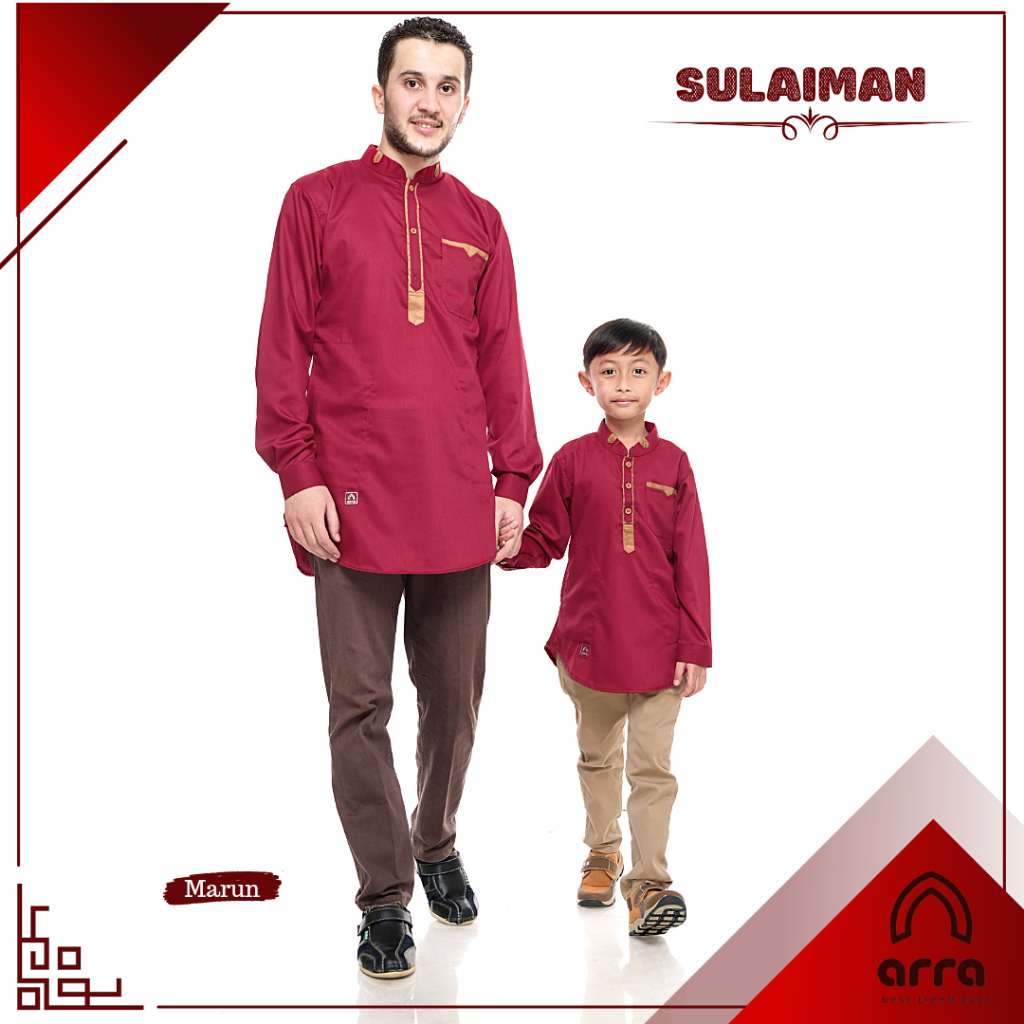 Baju Koko Coupple Muslim Pasangan Keluarga 2024 Kemeja Lebaran Ayah Anak Laki Laki