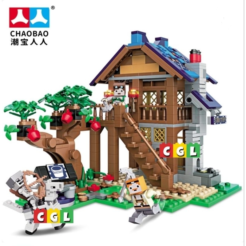 Mainan Bricks My World Minecraft Tree House Jungle Rumah Pohon Steve Village