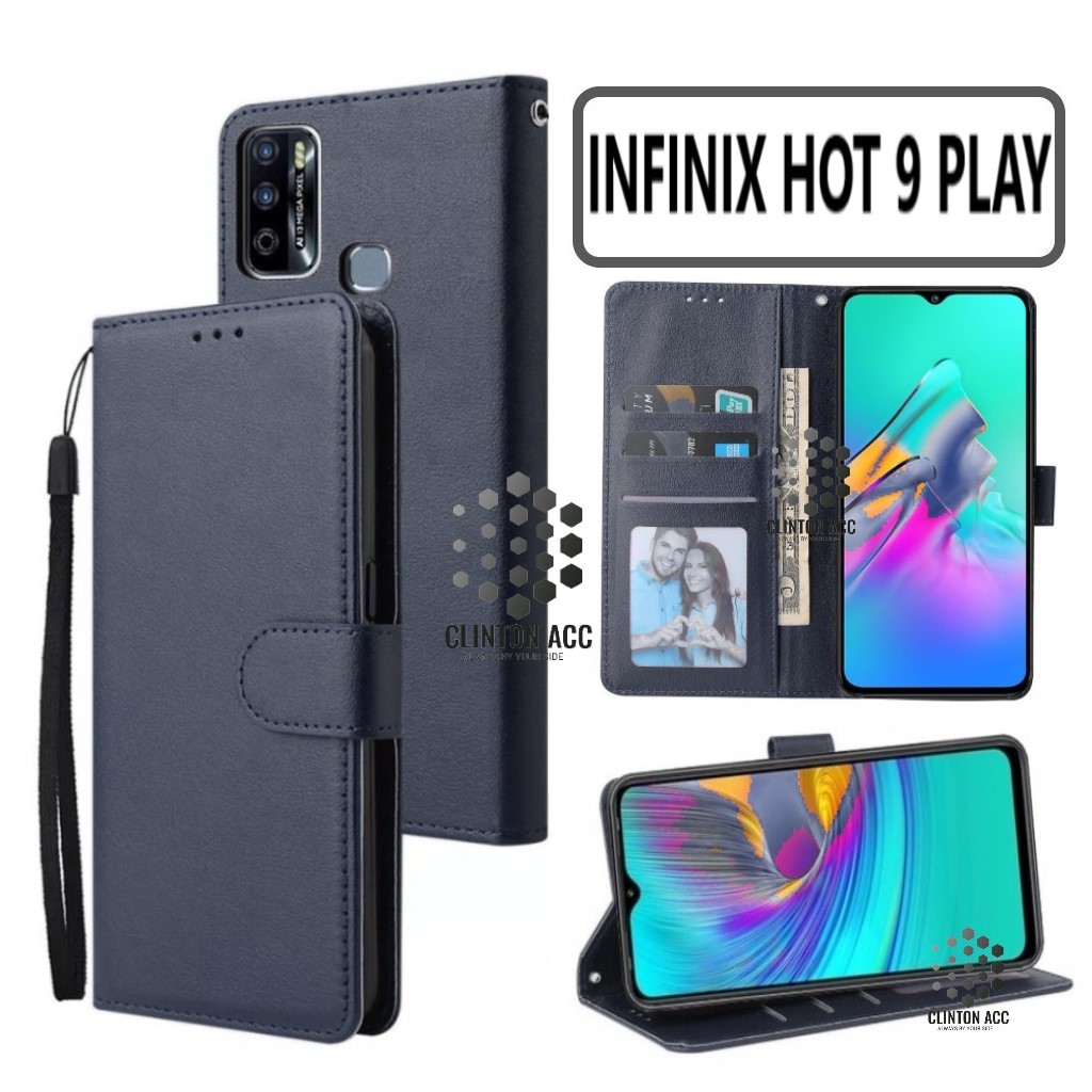 CASE HP INFINIX HOT 9 PLAY FLIP WALLET LEATHER DOMPET KULIT SOFTCASE PREMIUM FLIP COVER SARUNG BUKA 