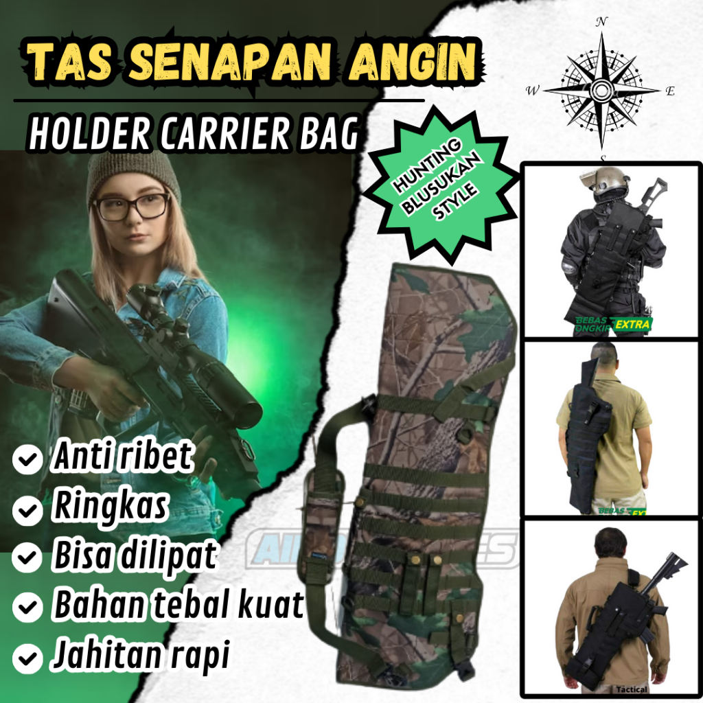 Kantong PCP laras panjang BullUp Ringkas Holder Carrier Blusukan RIngkas Bisa dilipat