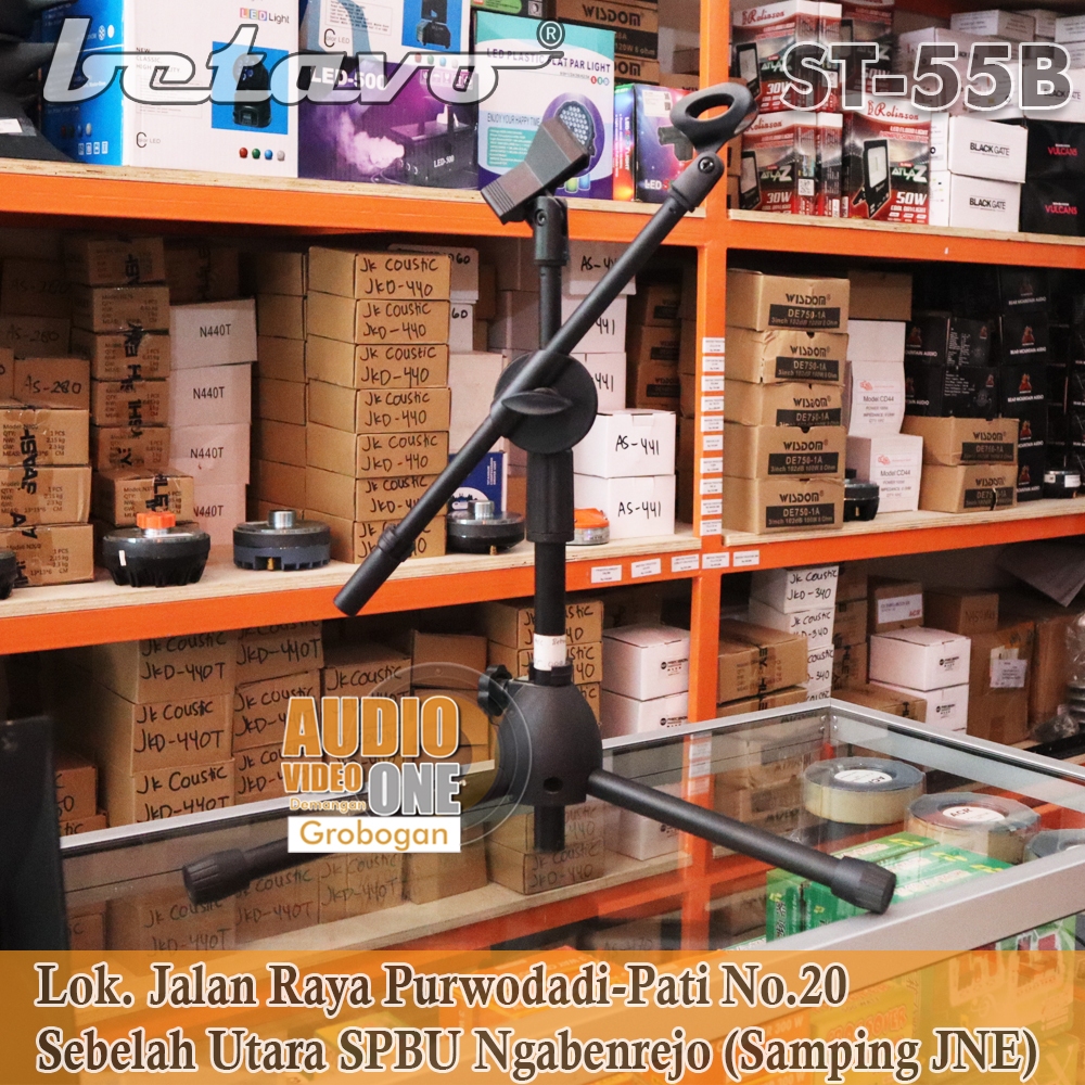 Stand Mic Pendek Betavo ST-55 Stand Microphone Tiang Besi Kaki Panjang Anti Roboh