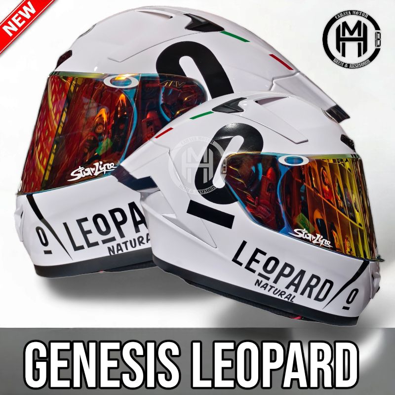 HELM ALV GENESIS PUTIH PAKET GANTENG LEOPARD|FULL FACE