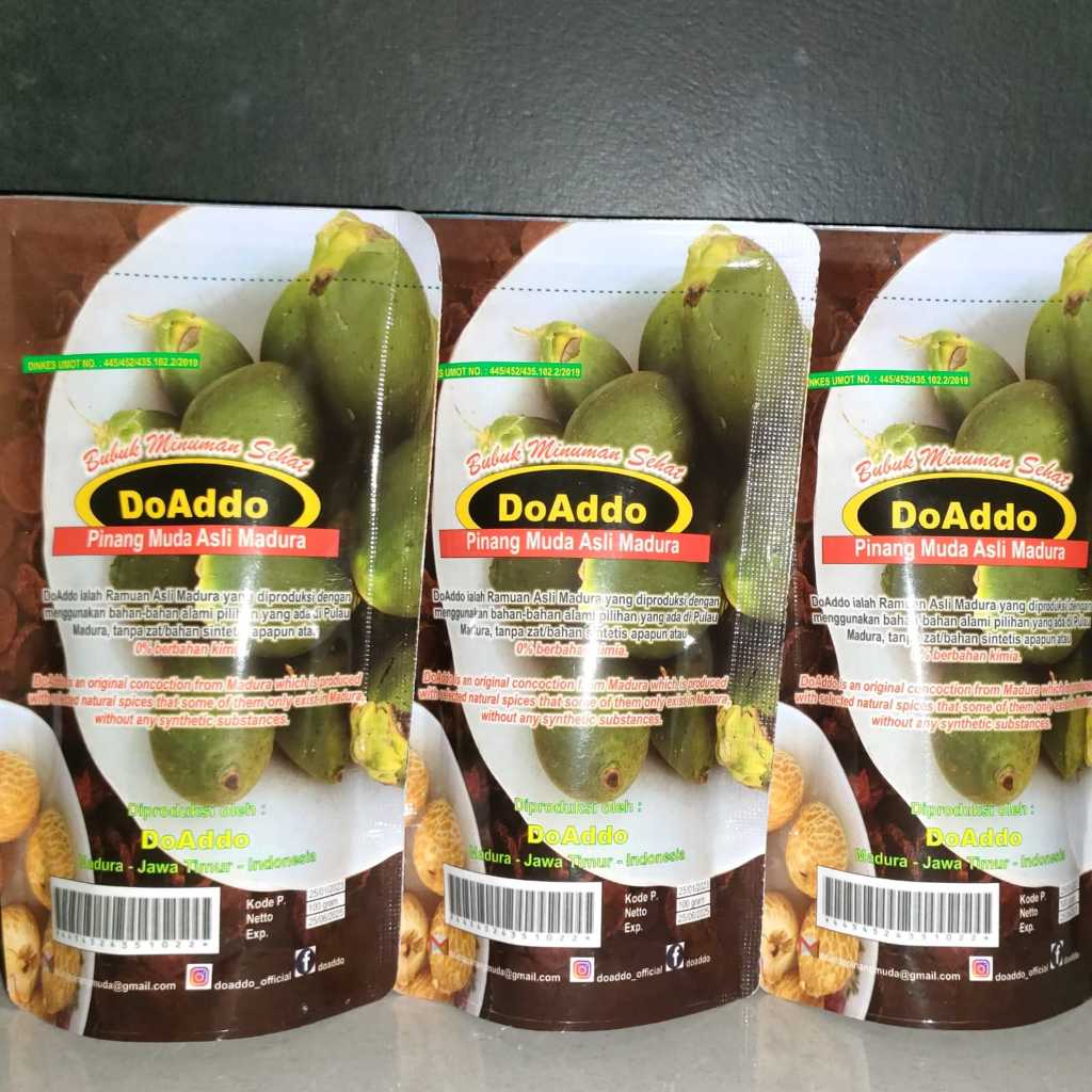 

DoAddo Minuman Herbal Bubuk Siap Seduh dari Pinang Muda asli Madura Tanpa Bahan Kimia Isi 100 Gram