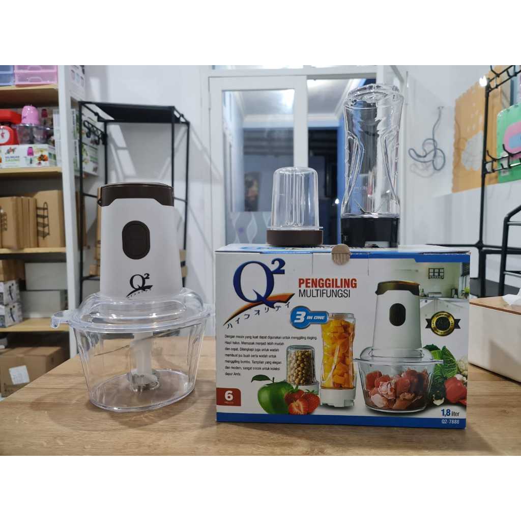 Q2 Blender/Chopper 3in1 Multifungsi 7888 Brown