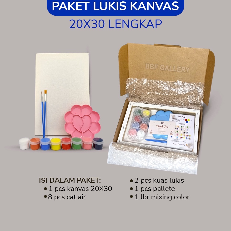 

Banjir Bonus 12.12 Kanvas lukis putih 20x30 cm lengkap dengan 8 cat air akrilik palet dan 2 pcs kuas flat & round Set melukis lengkap paket lengkap melukis mewarnai canvas .,.,.,.,