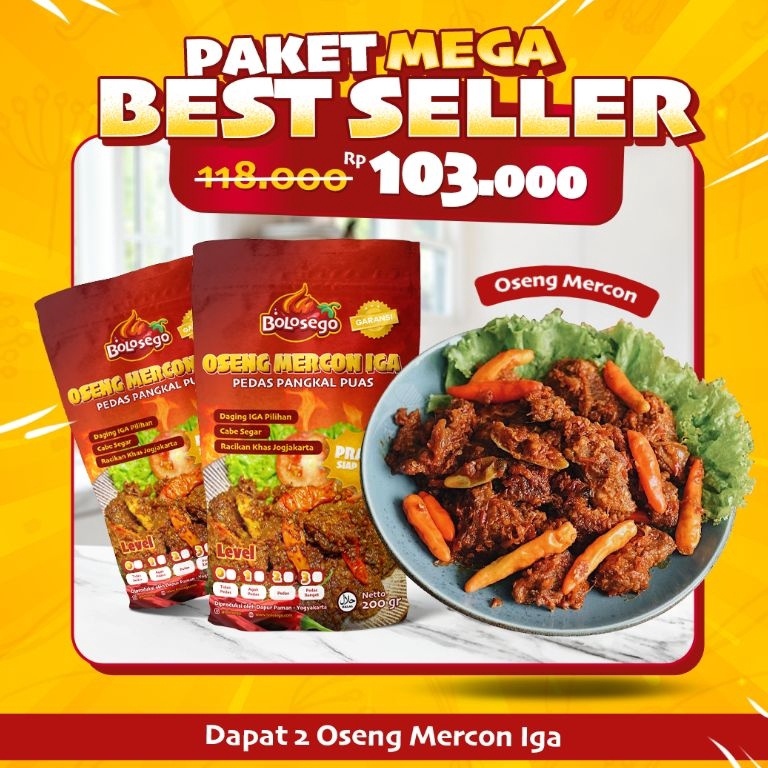 

Banting Harga BERGARANSI! PAKET MEGA BEST SELLER (ISI 2 PACK OSENG MERCON IGA), @200 GRAM.HALAL- BOLOSEGO