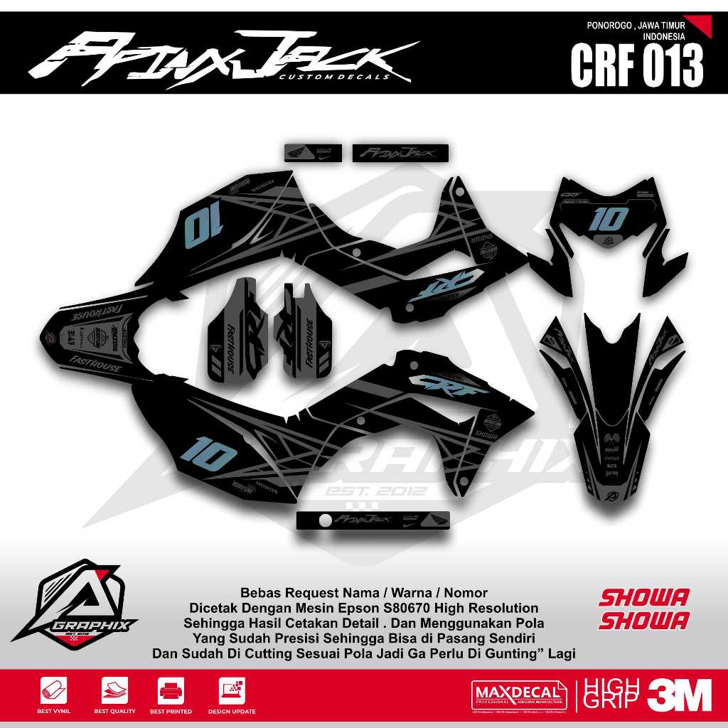 DECAL CRF 150 L HITAM ABU ABU KODE 013