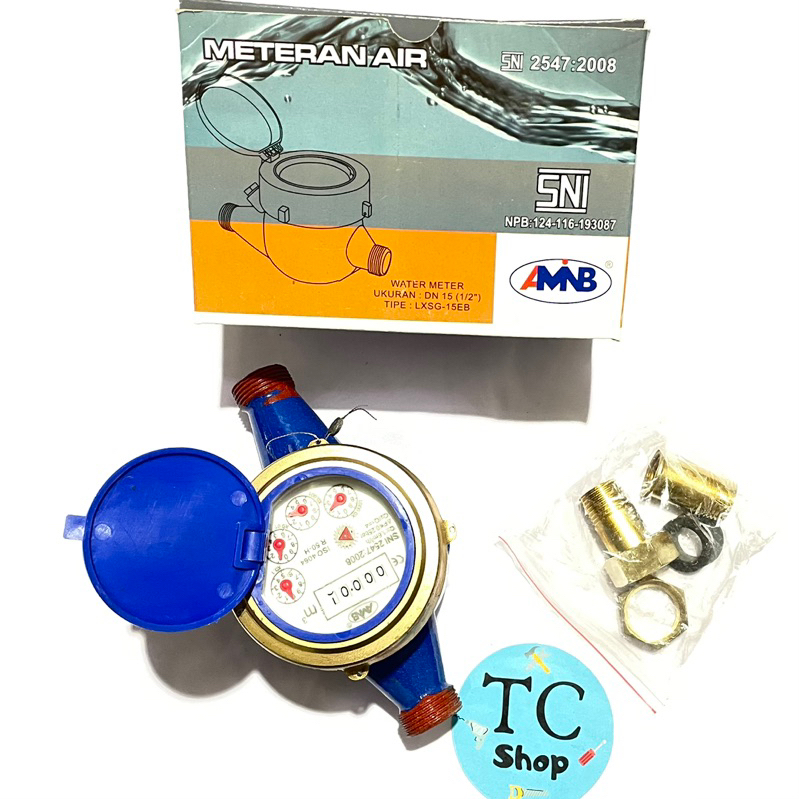 Meteran Air / Flowmeter 1/2" in AMB - alat ukur debit air Standart SNI (meteran air SNI / meteran ai