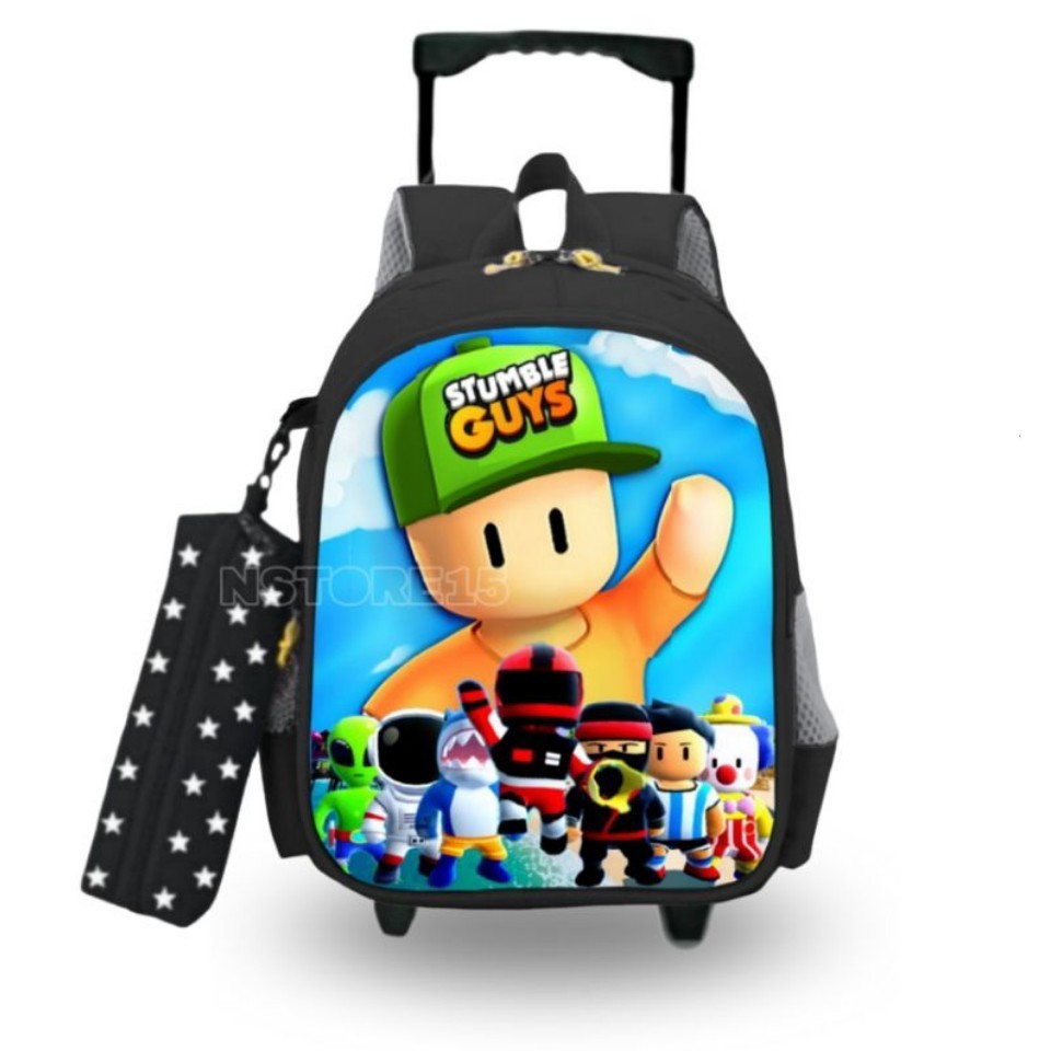 Troli Anak Sekolah PAUD/TK/SD Tas Ransel Troli Anak Laki Laki Tas Karakter Anak Stumble Guys Tas Dor