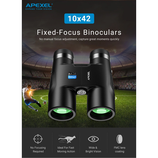 Teropong Berburu Binoculars Compact Zoom 10x42 APEXEL RB10X42