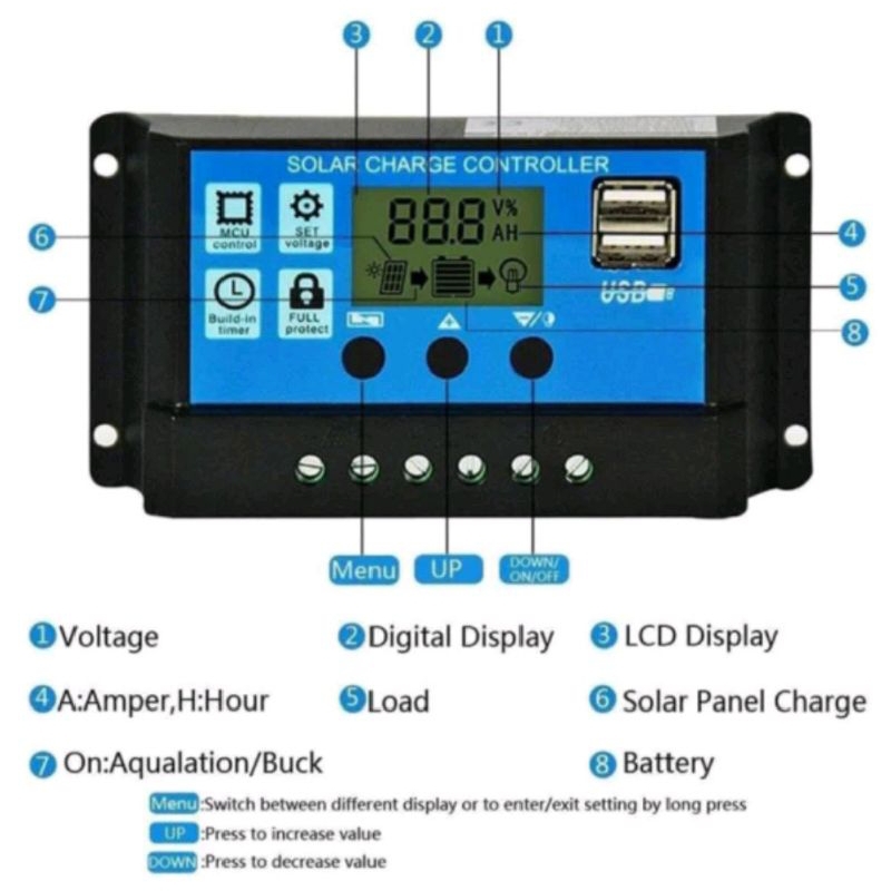 controller solar cell / solar charge controller lcd display solar pwm