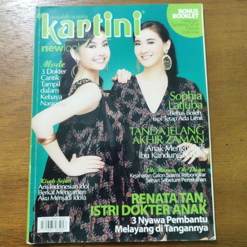 Majalah Kartini cover Sandra Angelia & Kartika indah pelapory, shopia latjuba, Aris idol