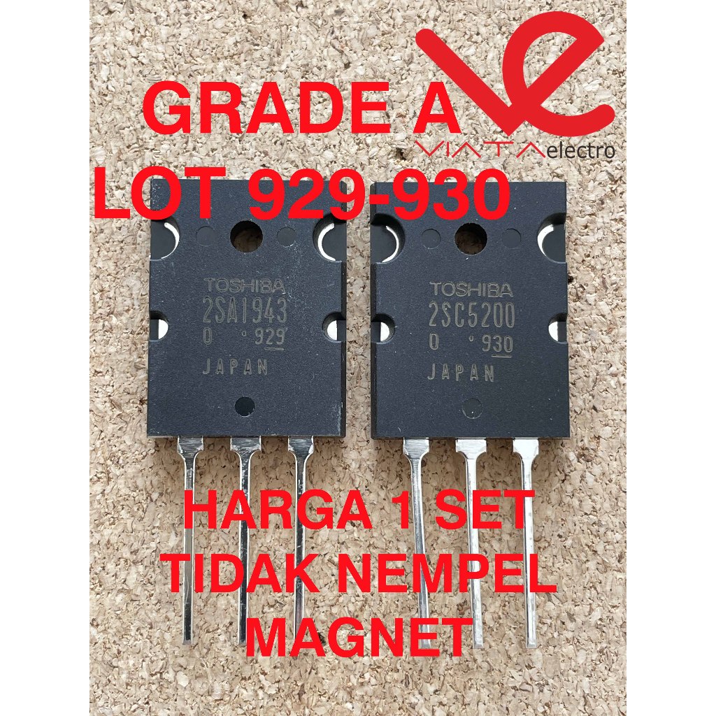 A1943 C5200 GRADE A LOT 929 930 (1SET) TRANSISTOR TOSHIBA 2SA1943 2SC5200 A 1943 C 5200 1943 c5200 u
