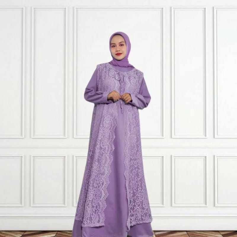 Outer Brukat LD 130-140 cm Rompi Luaran Gamis Outer Tanpa Lengan Cardigan Brukat