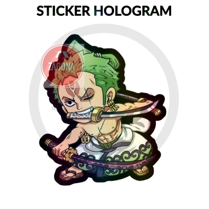 

Stiker Hologram Zoro One piece sticker case hp & laptop ukuran 7,8 cm