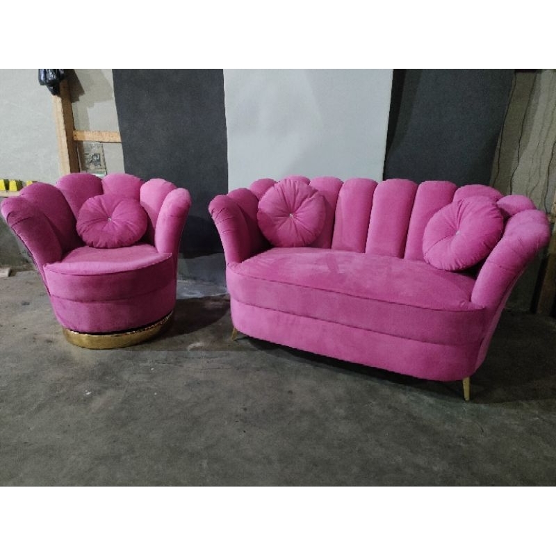 Sofa kerang 2+1 putar kaki besi