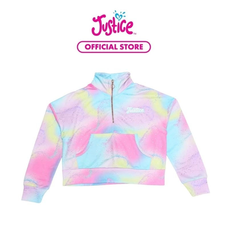 Justice Mock Neck Half Zipper Jacket - Sweater Anak Perempuan (Multi)