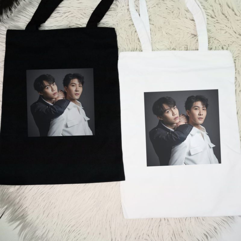 Tote bag couple FIRSTKHAO tas jinjing totebag kanvas resleting