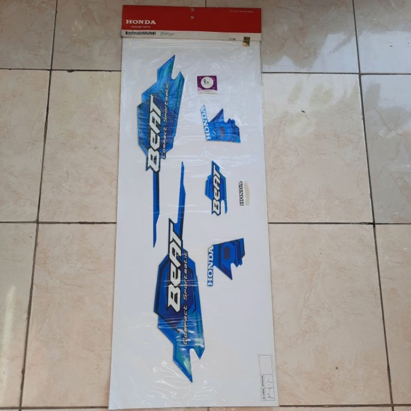 Stiker Striping Polet Beat Karbu Biru 2008 Original AHM