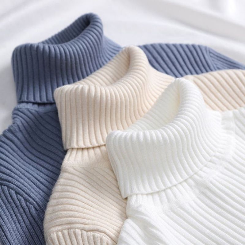 Inner Rajut Turtleneck Knit Baju Daleman Rajut Manset Salur