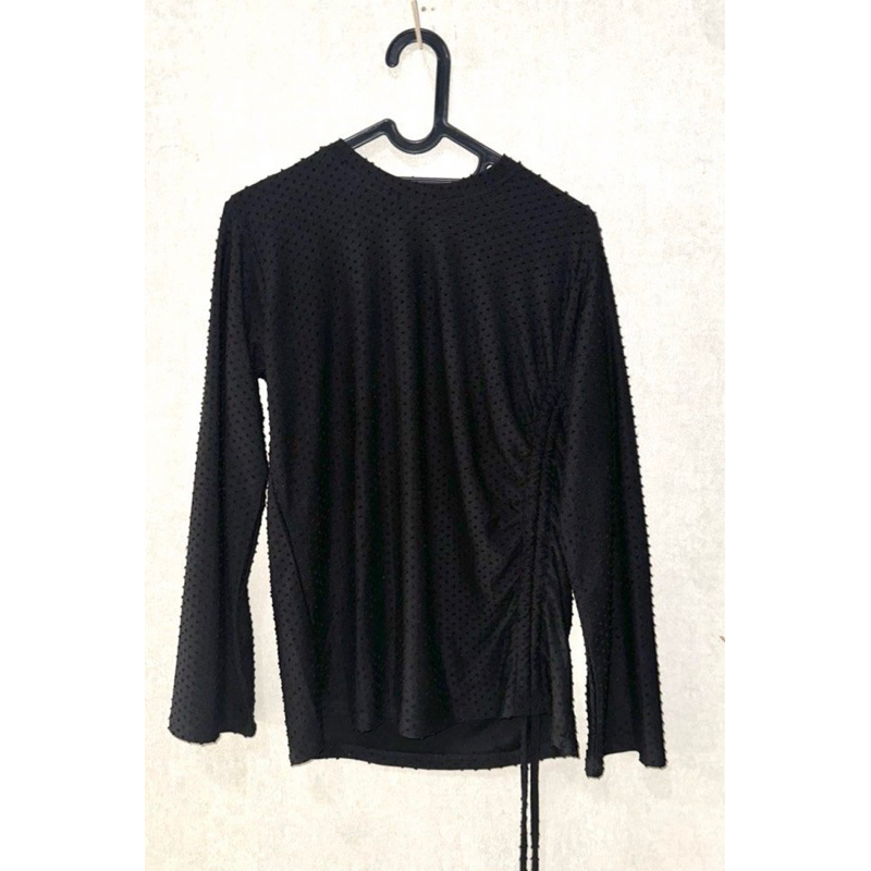 LAFIYE ruched textured shirt BLACK
