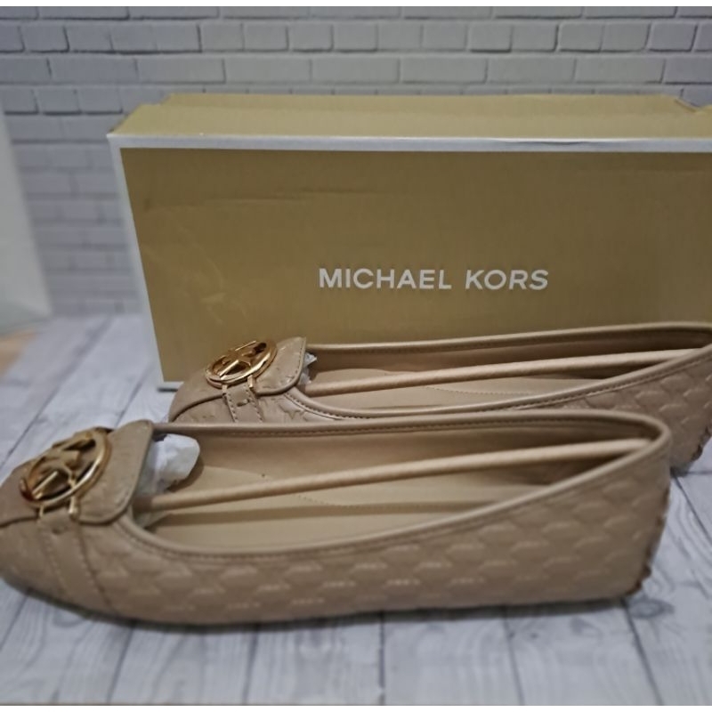 SEPATU WANITA MICHAEL KORS FULTON MOCCASIN EMBOSE CAMEL SIZE 9/FLAT SHOES