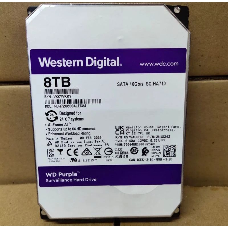 HDD Internal WD Purple 8TB CCTV HDD - Internal Hardisk Surveillance