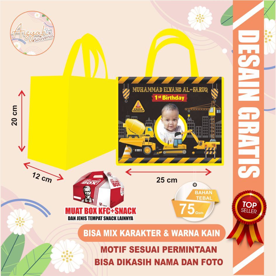 

TAS ULTAH EXCAVATOR / TAS ULANG TAHUN / TAS SOUVENIR / TAS BINGKISAN / TAS ULANG TAHUN